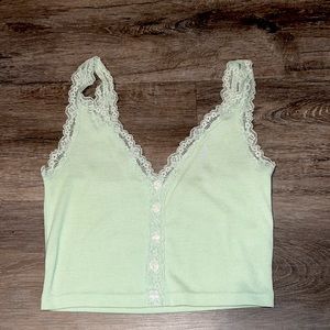 Mint green lace tank top
